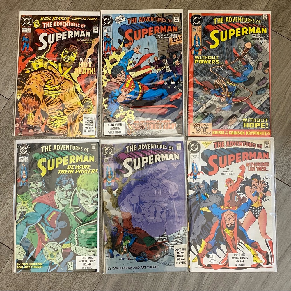 1990 DC COMICS THE ADVENTURES OF SUPERMAN ISSUES 470-475